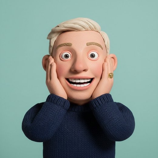Jamie as a clay puppet